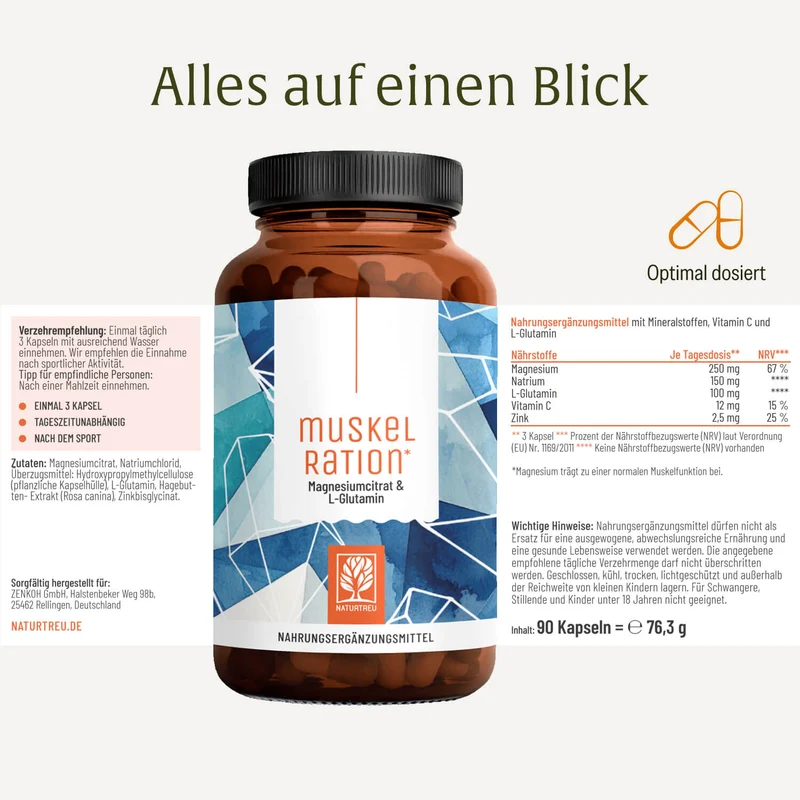 Muskelration: Magnesiumcitrat & L-Glutamin