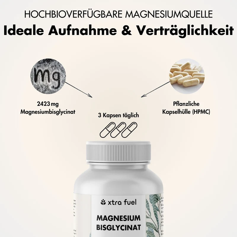 Magnesium Bisglycinat - Chelat-Formel mit 315 mg elementarem Magnesium