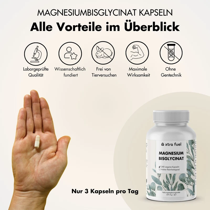 Magnesium Bisglycinat - Chelat-Formel mit 315 mg elementarem Magnesium