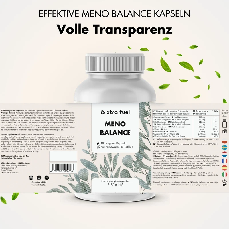 Menopause Kapseln - Wechseljahre Komplex - Effektive Formel mit Yams, Rotklee, Baldrian & Eisen