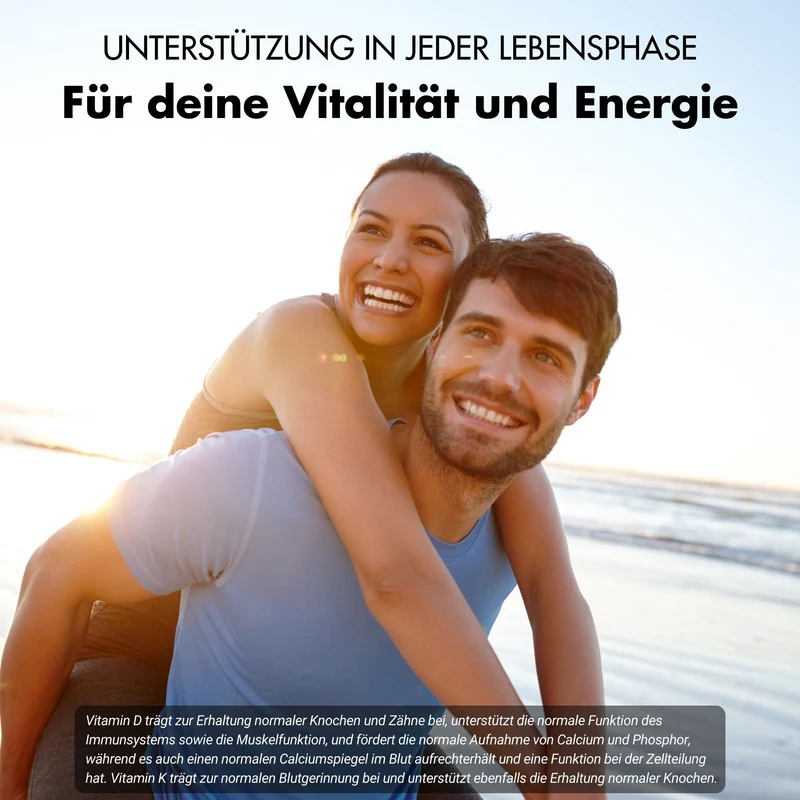 Vitamin D3 + K2 Tabletten - 20.000 I.E. + 200mcg - 100% rein & hochdosiert
