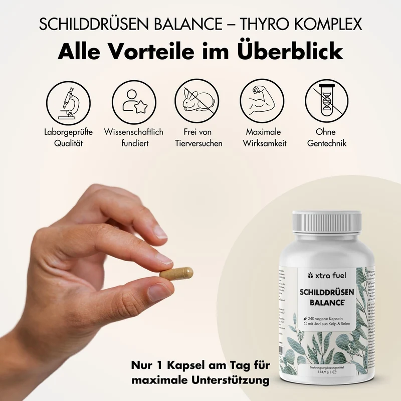 Schilddrüsen Kelp Kapseln - Effektive Formel mit Jod, Thymian & Selen