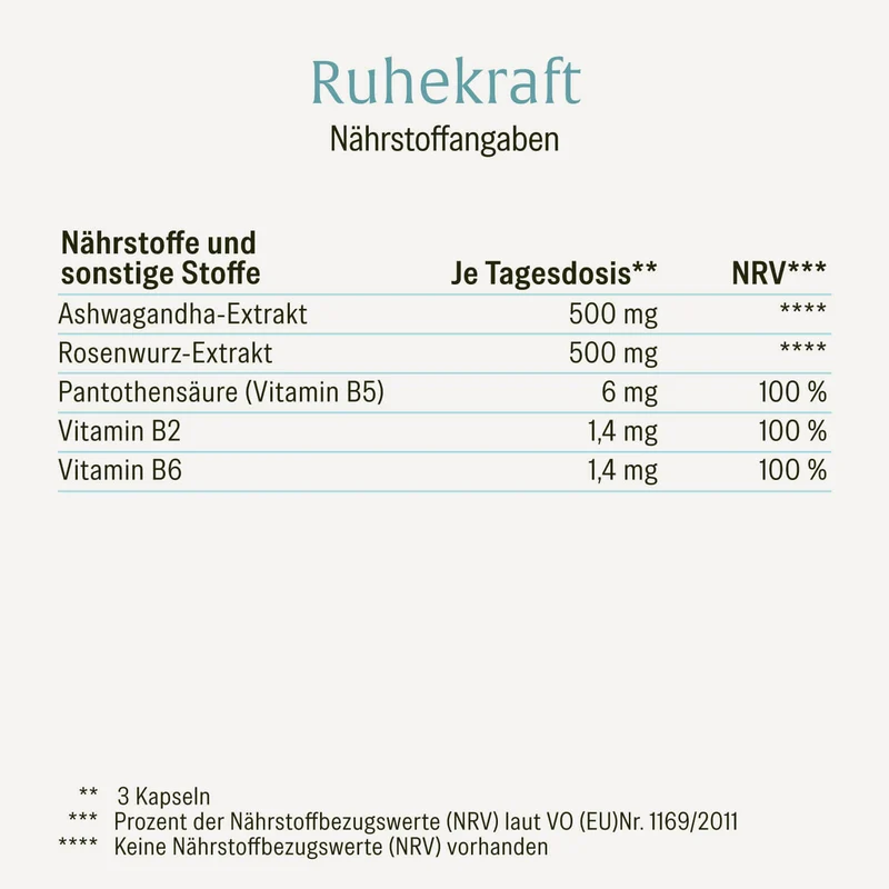 Ruhekraft: mit Vitamin B6, Ashwagandha & Rosenwurz