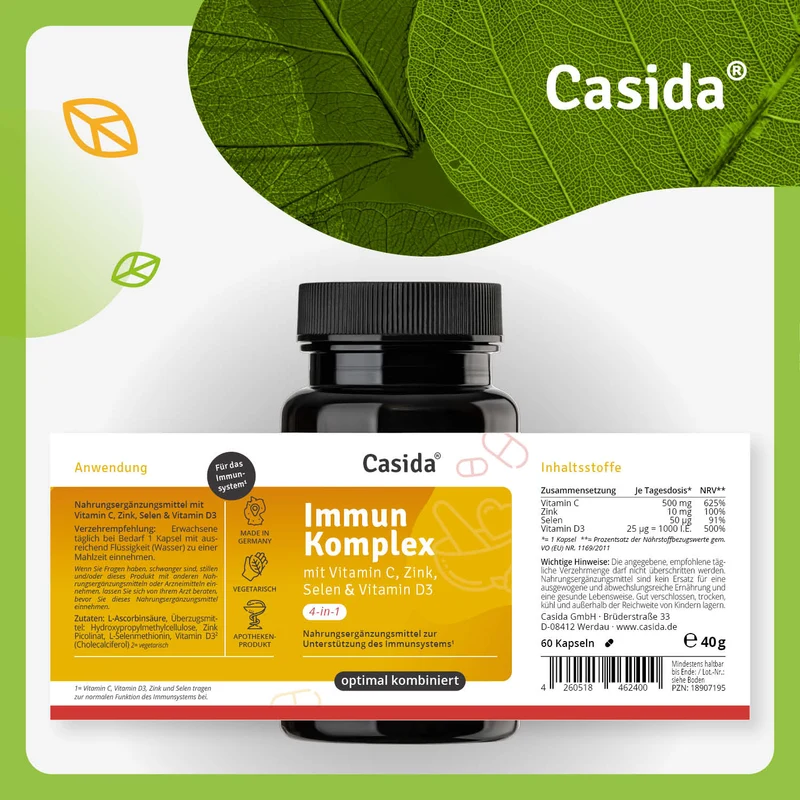 Immun Komplex mit Vitamin C, Zink, Selen und Vitamin D3