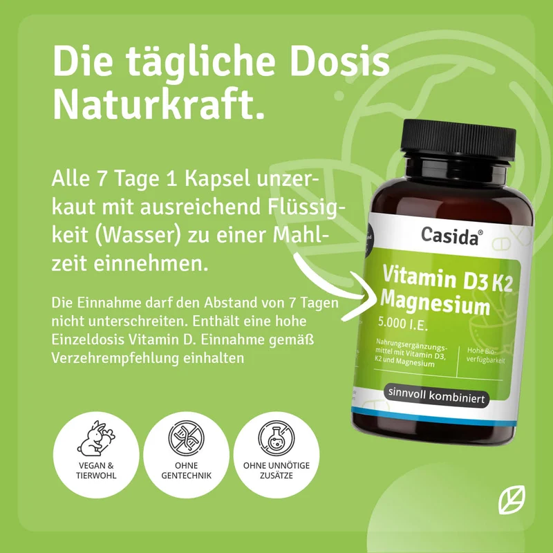 Vitamin D3 K2 Magnesium 5000 I.E. Kapseln