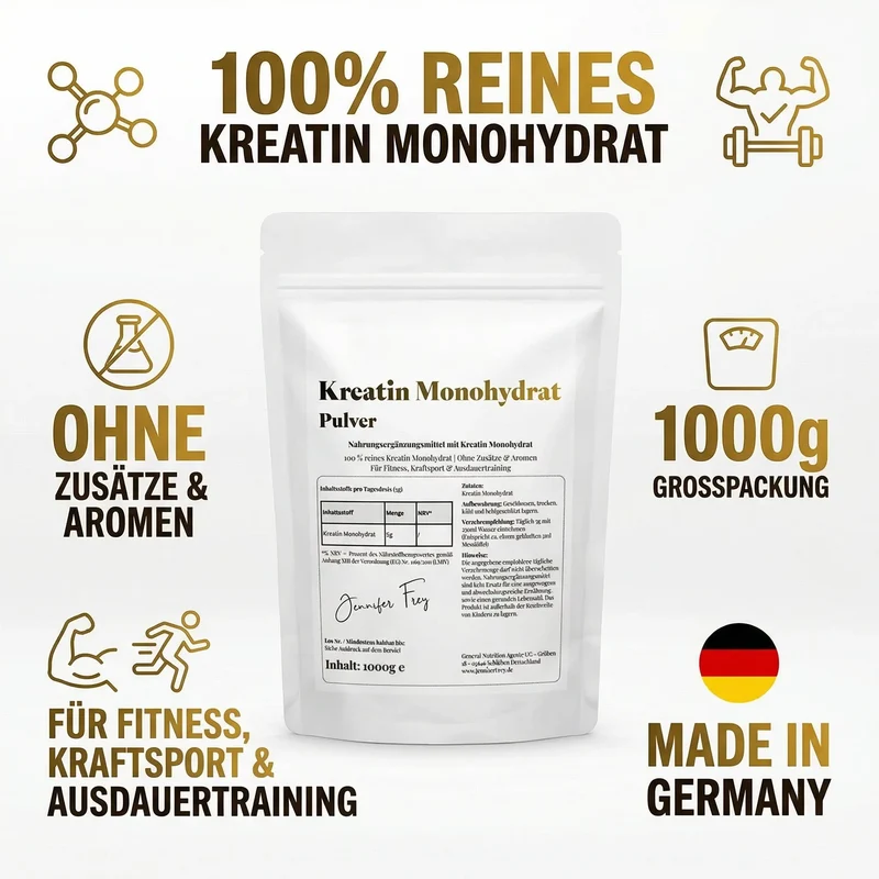 Kreatin-Monohydrat-Pulver – 1000 g | 200 Portionen, mikronisiert (Mesh 200)
