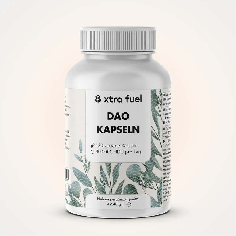DAO DiAminOxidase Kapseln - Vegane Quelle aus Erbsensprossen mit 300.000 HDU pro Tag