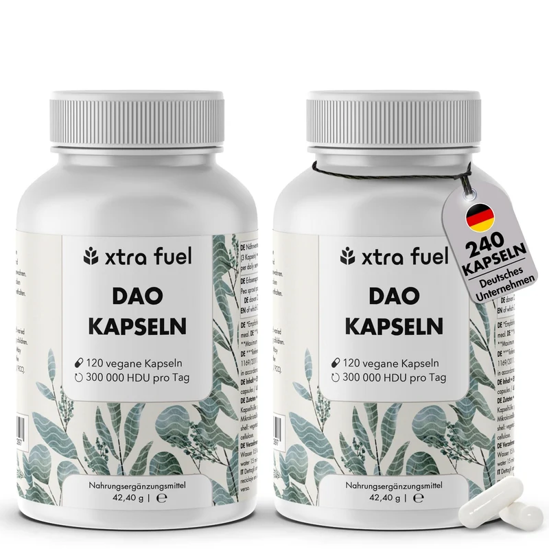 DAO Enzym Kapseln - Vegane Diaminoxidase aus Erbsensprossen - 300.000 HDU