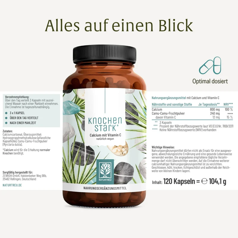 Knochenstark: Calcium Kapseln mit Vitamin C