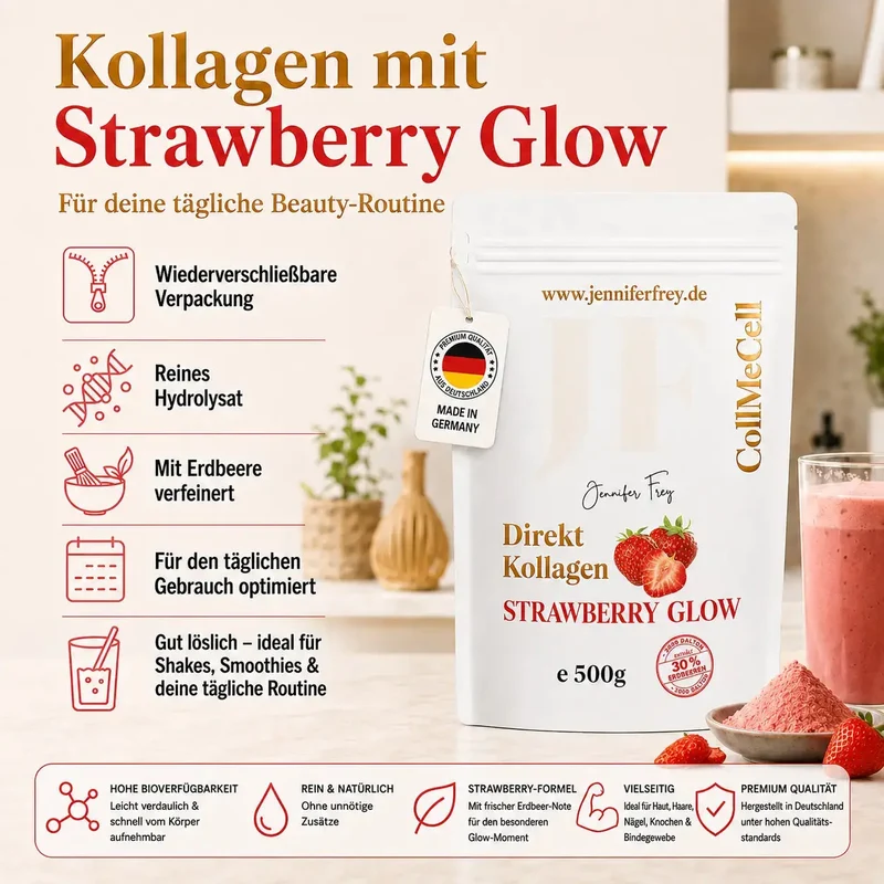 Kollagenhydrolysat Erdbeer Geschmack – CollMeCell Kollagen-Peptidpulver