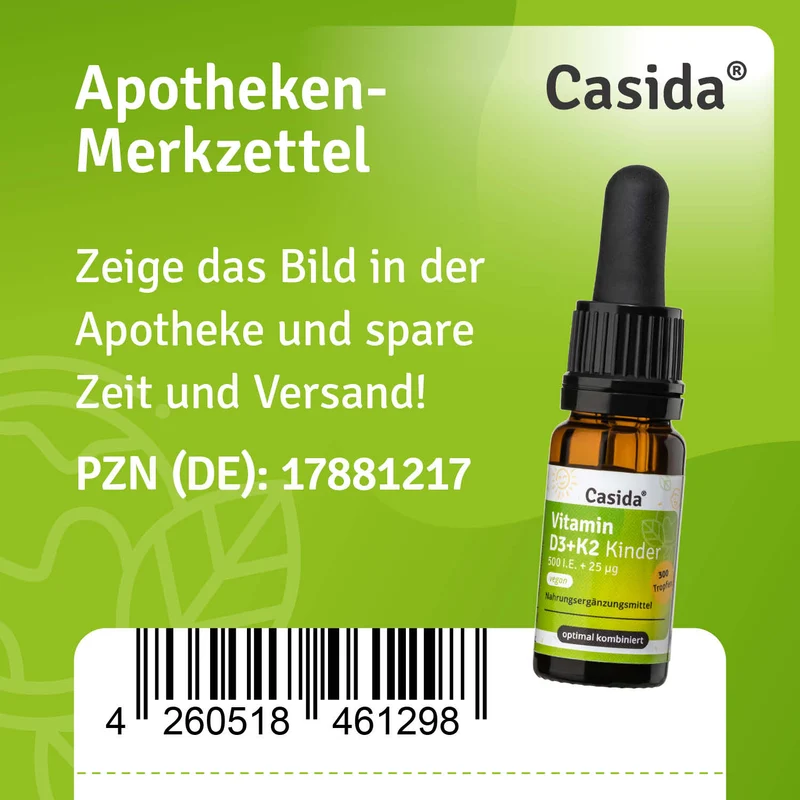 Vitamin D3+ K2 Tropfen für Kinder Vegan