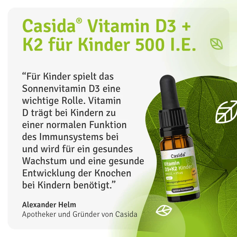 Vitamin D3+ K2 Tropfen für Kinder Vegan