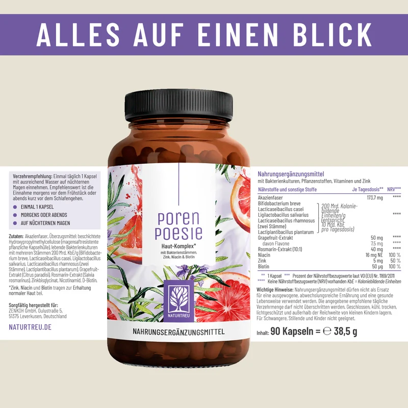 Porenpoesie: Haut-Komplex* mit Bakterienstämmen, Zink, Niacin & Biotin
