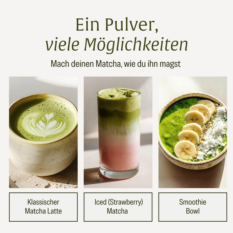 Matchaelixier: Matcha mit Lucuma und Moringa