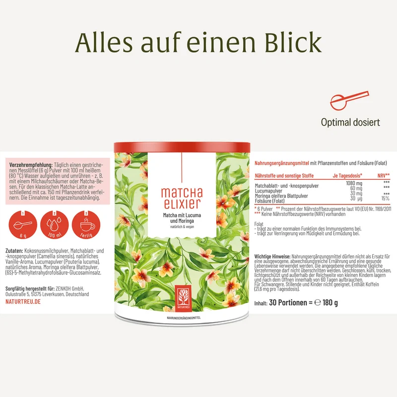 Matchaelixier: Matcha mit Lucuma und Moringa