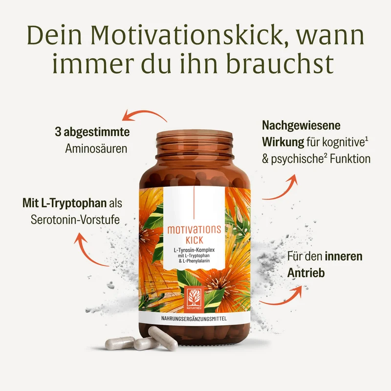 Motivationskick: L-Tyrosin-Komplex mit L-Tryptophan & L-Phenylalanin