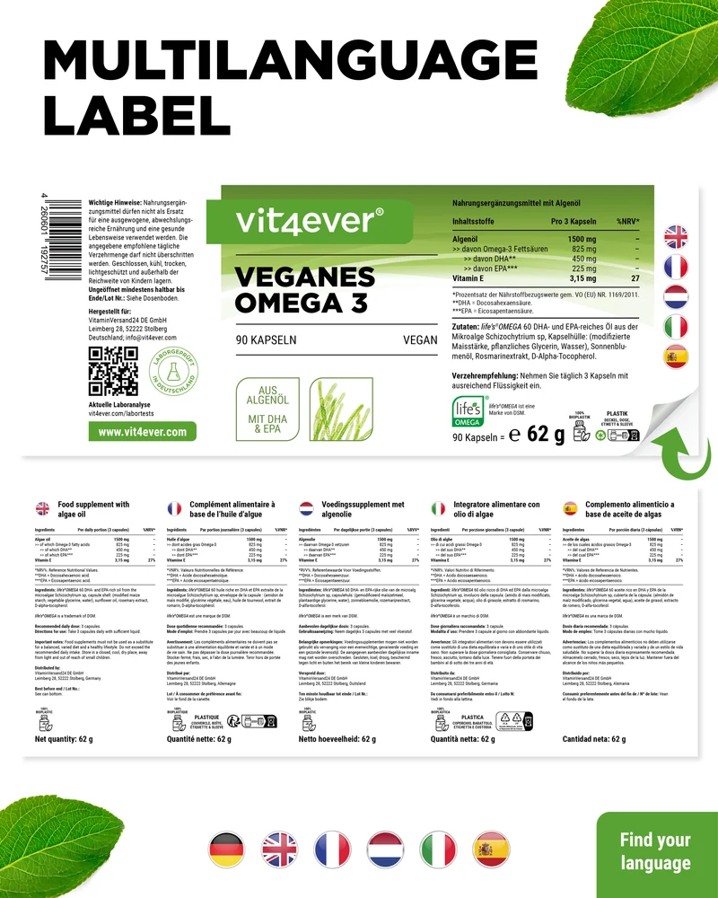 Algenöl Omega-3 Vegan