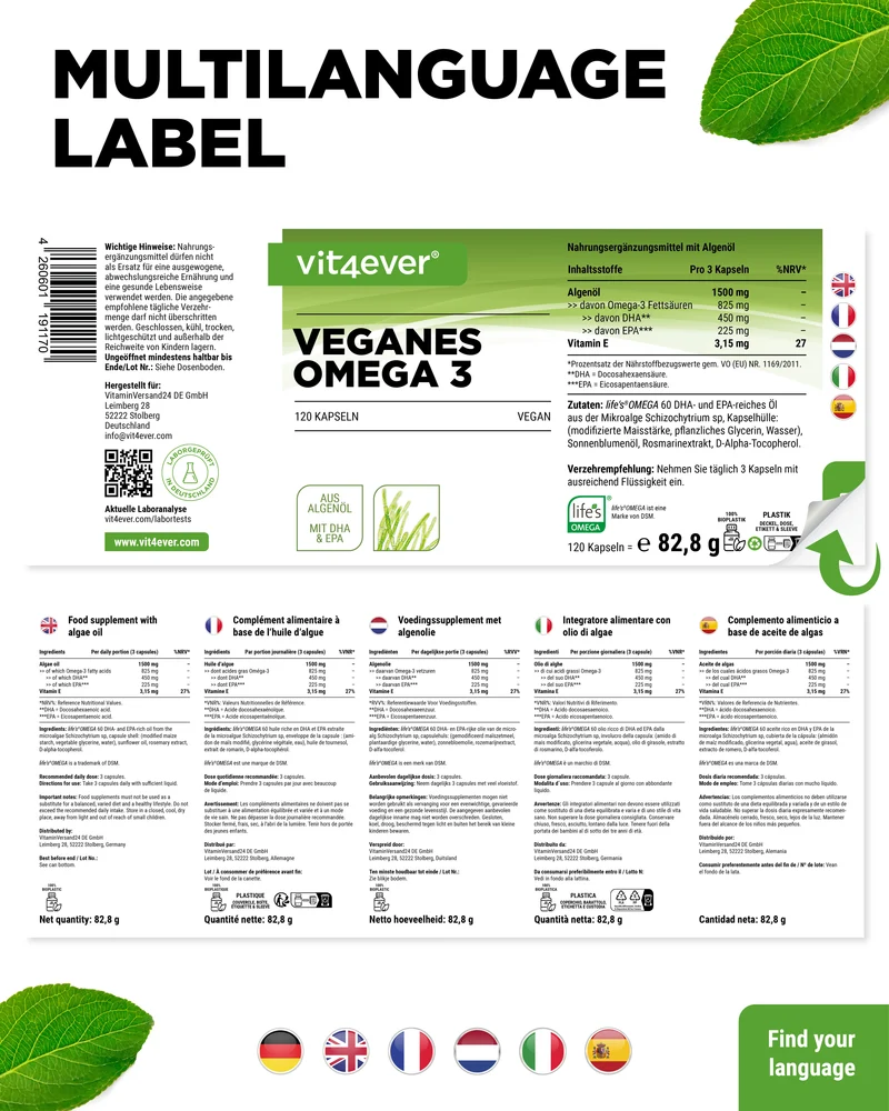 Algenöl Omega-3 Vegan