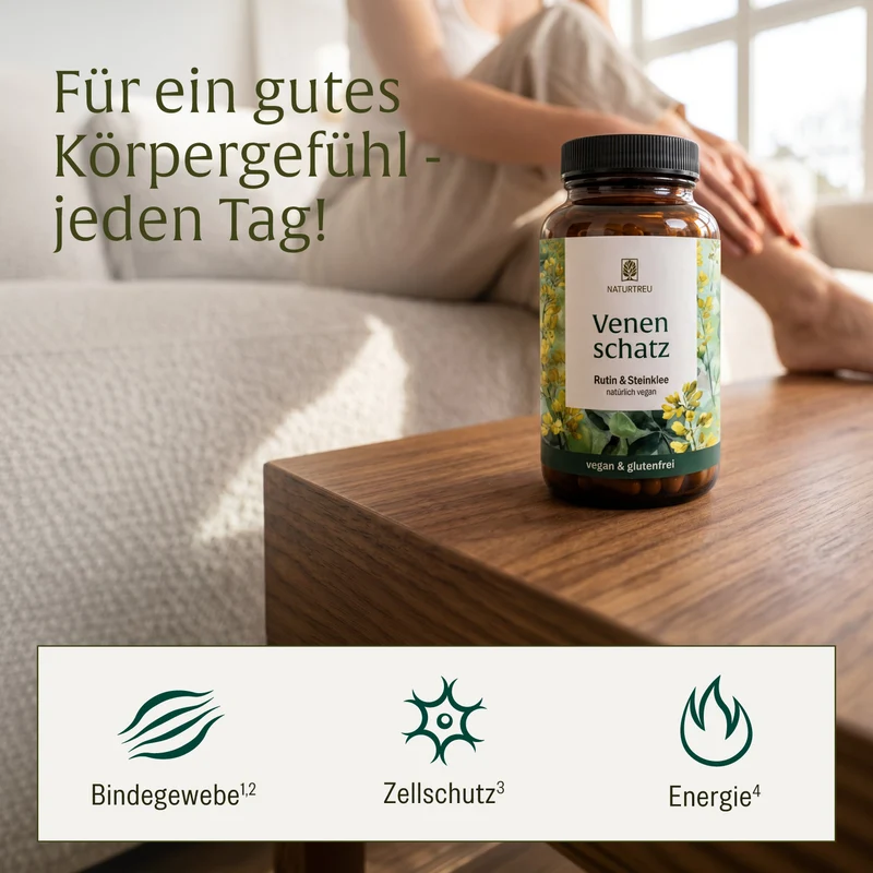 Venenschatz: Rutin & Steinklee Kapseln mit essenziellen Spurenelementen