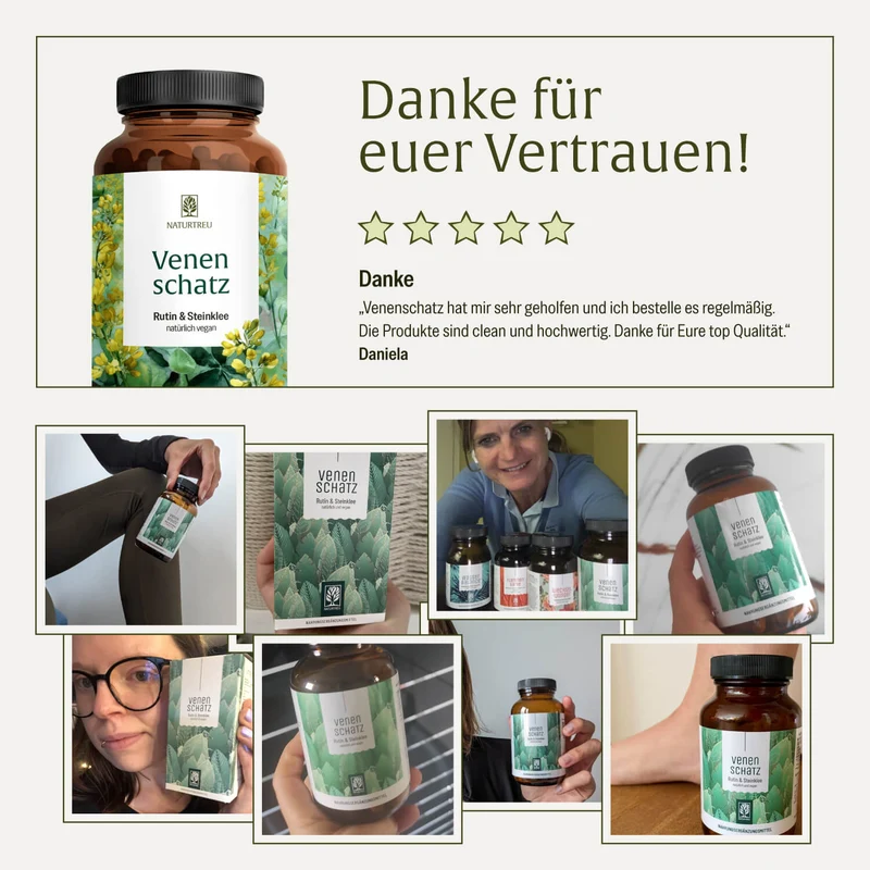 Venenschatz: Rutin & Steinklee Kapseln mit essenziellen Spurenelementen