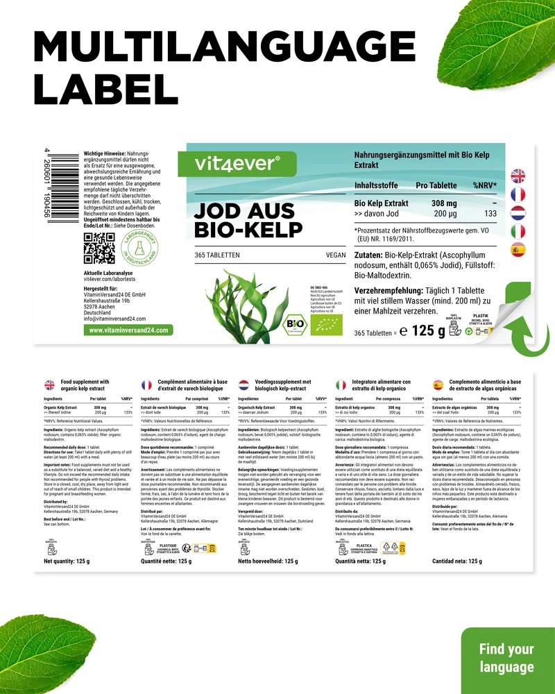 Bio Kelp Extrakt (Natürliches Jod) - 200 µg