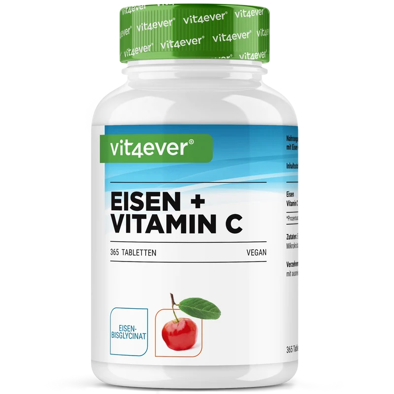 Eisen + Vitamin C - Eisenbisglycinat- 365 Tabletten