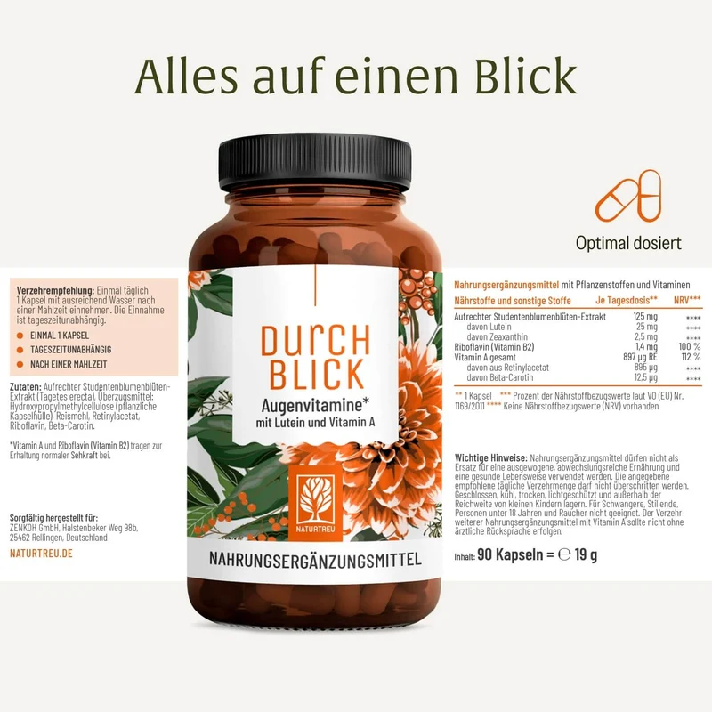 Durchblick: Augenvitamine mit Lutein und Vitamin A