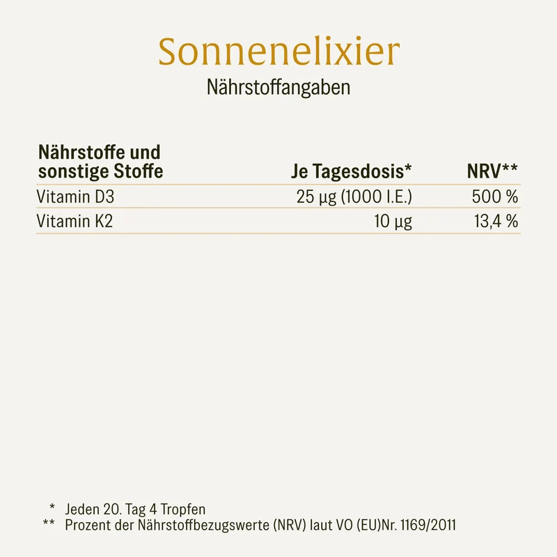 Vitamin D3 & K2 Tropfen Depot für Erwachsene (20.000 I.E.) - Sonnenelixier