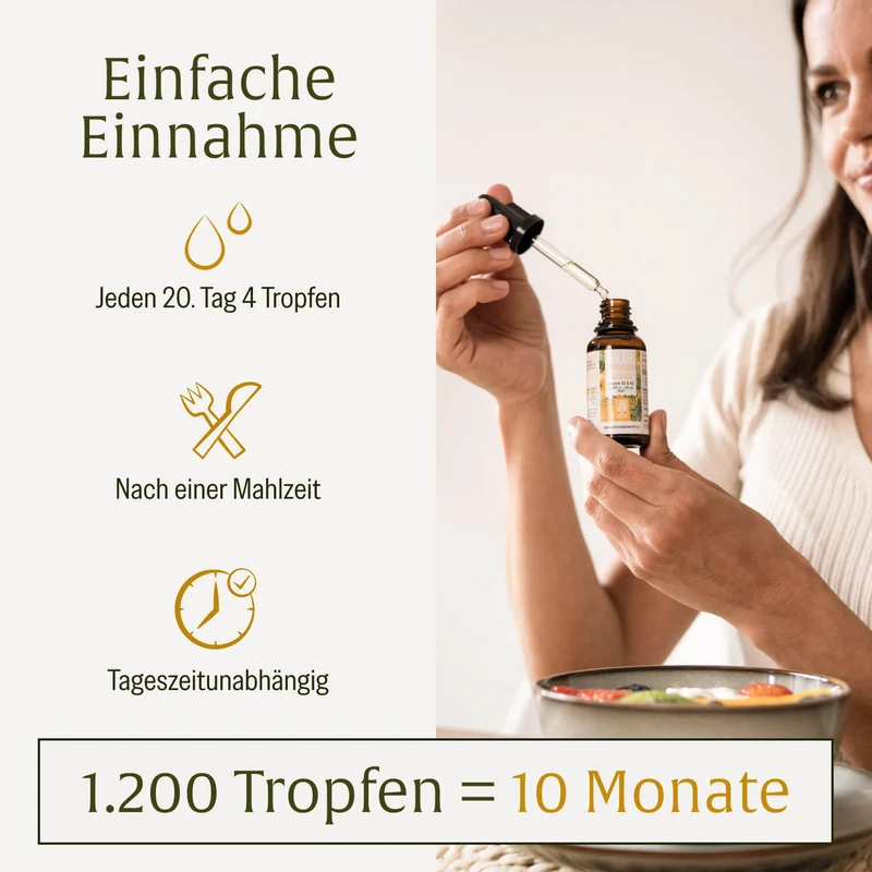 Vitamin D3 & K2 Tropfen Depot für Erwachsene (20.000 I.E.) - Sonnenelixier