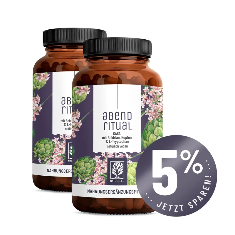 Abendritual: GABA mit Baldrian, Hopfen & L-Tryptophan