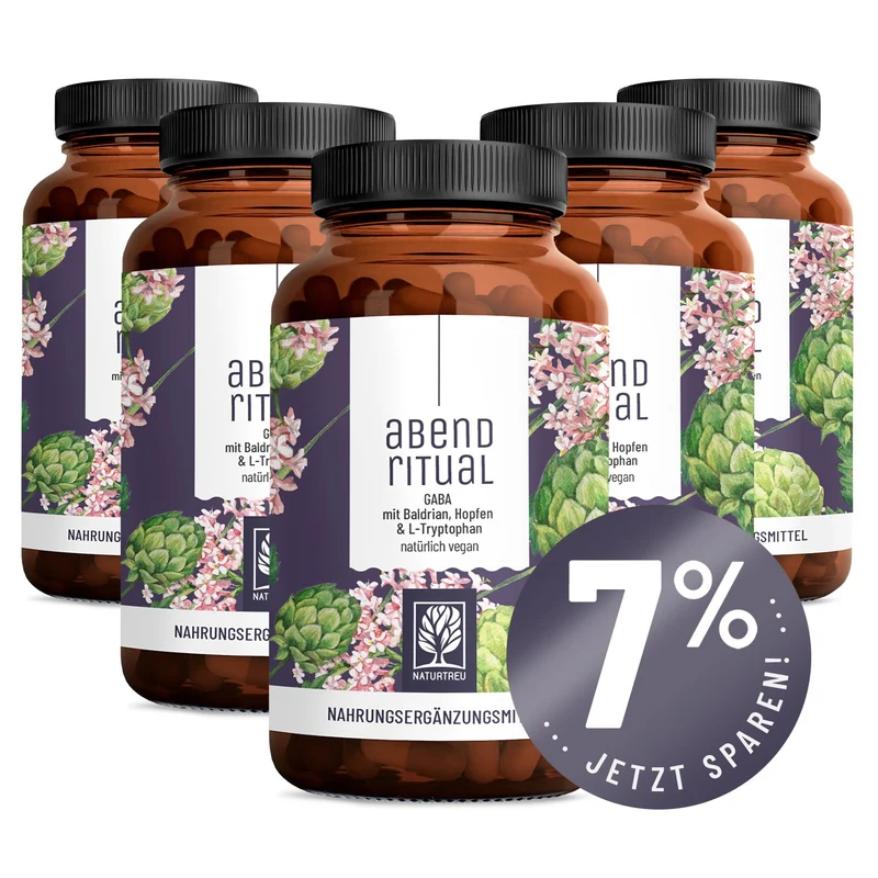 Abendritual: GABA mit Baldrian, Hopfen & L-Tryptophan