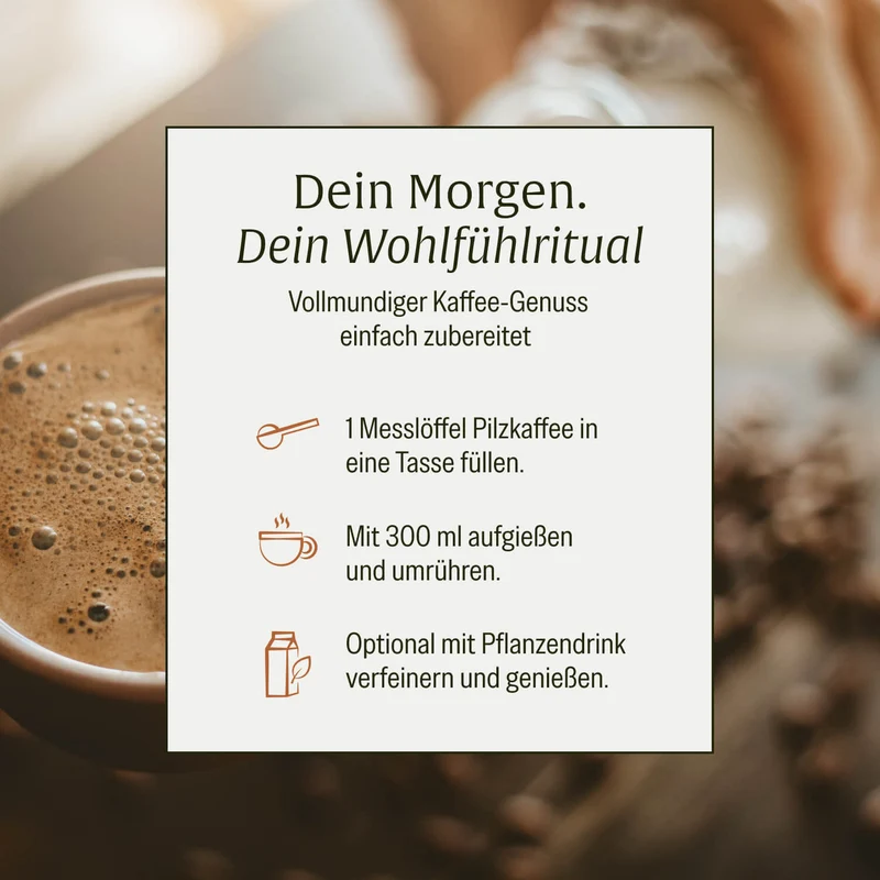 Pilzkaffee: Löwenmähne, Chaga, Reishi & Cordyceps