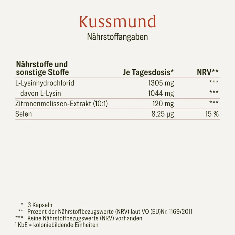 Kussmund: L-Lysin Komplex mit Zitronenmelisse und Selen