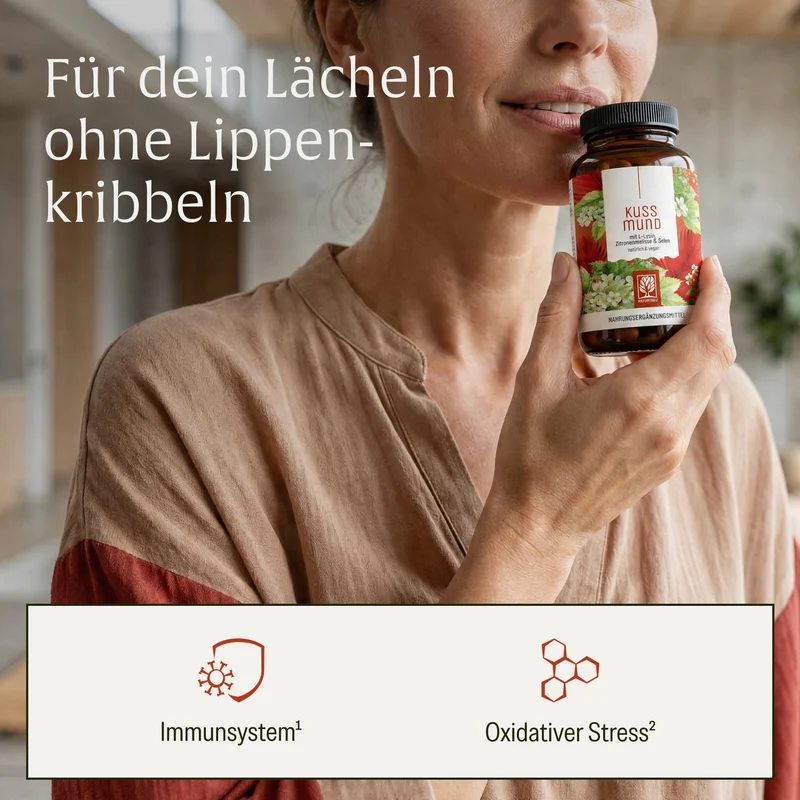 Kussmund: L-Lysin Komplex mit Zitronenmelisse und Selen