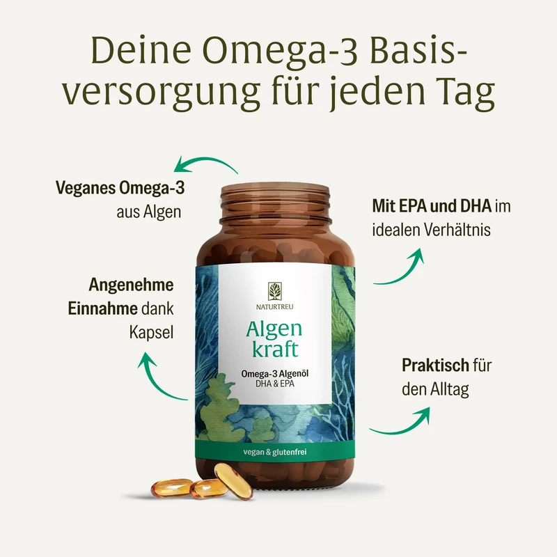 Algenkraft: Omega 3 Algenöl Kapseln