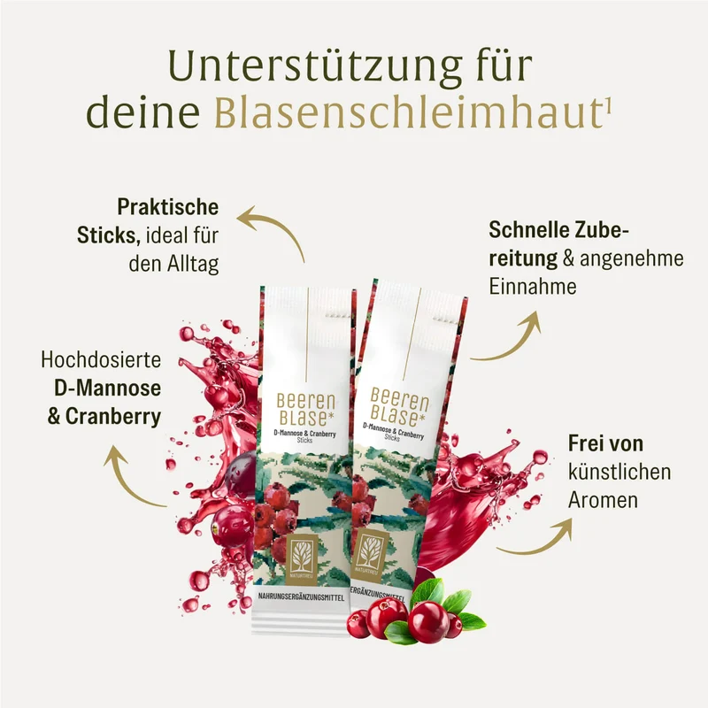 Beerenblase Sticks: D-Mannose, Cranberry und Kürbiskern-Extrakt