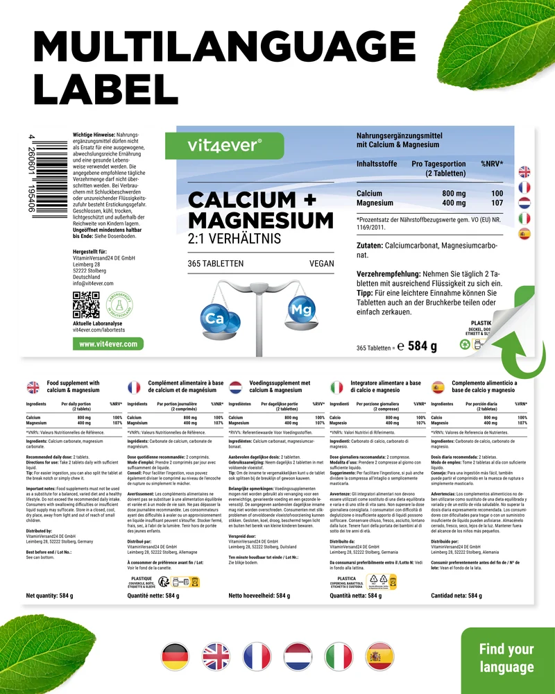 Calcium + Magnesium - 2:1 Verhältnis