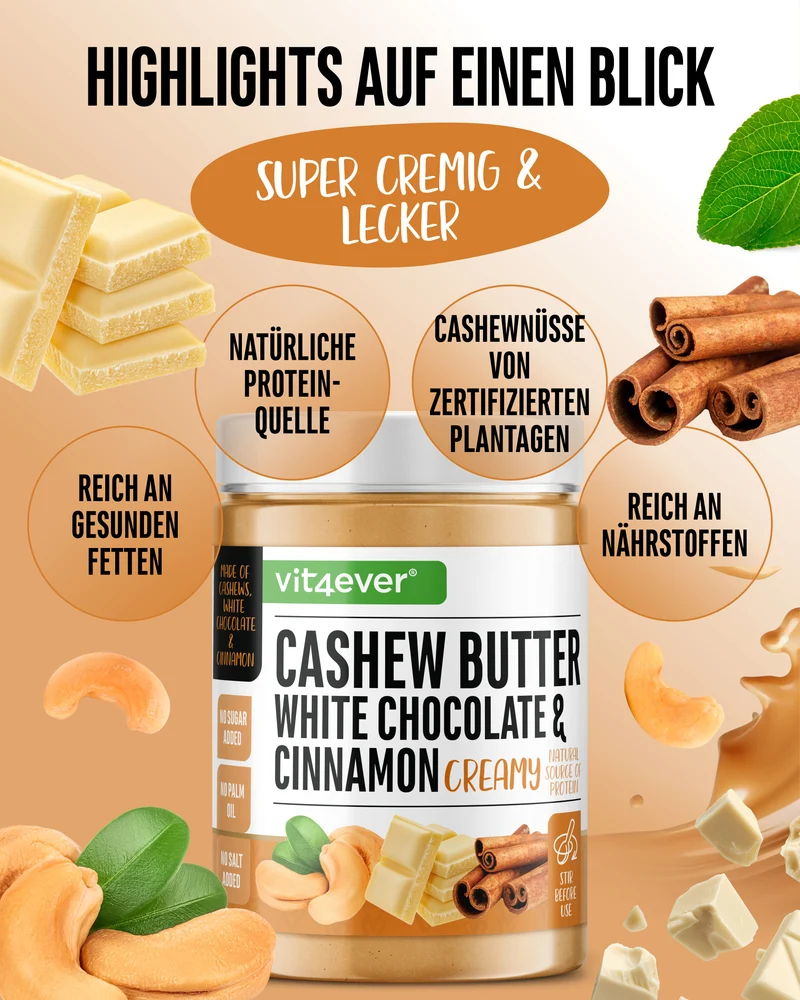 Cashew Butter - Weiße Schokolade & Zimt, 1000 g