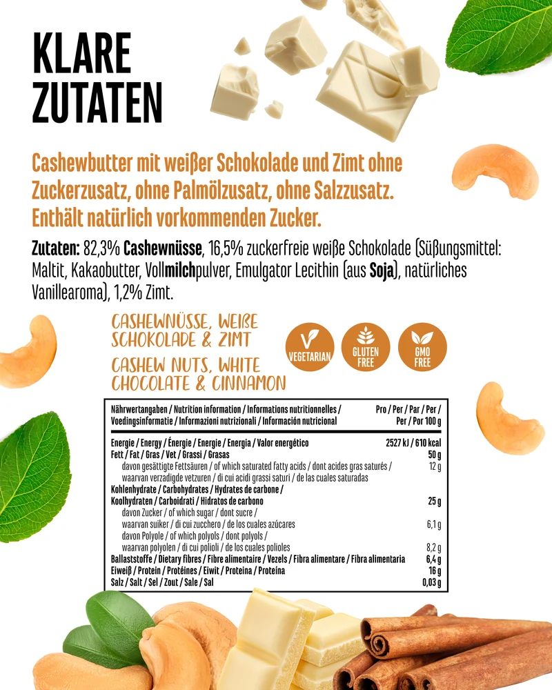 Cashew Butter - Weiße Schokolade & Zimt, 1000 g