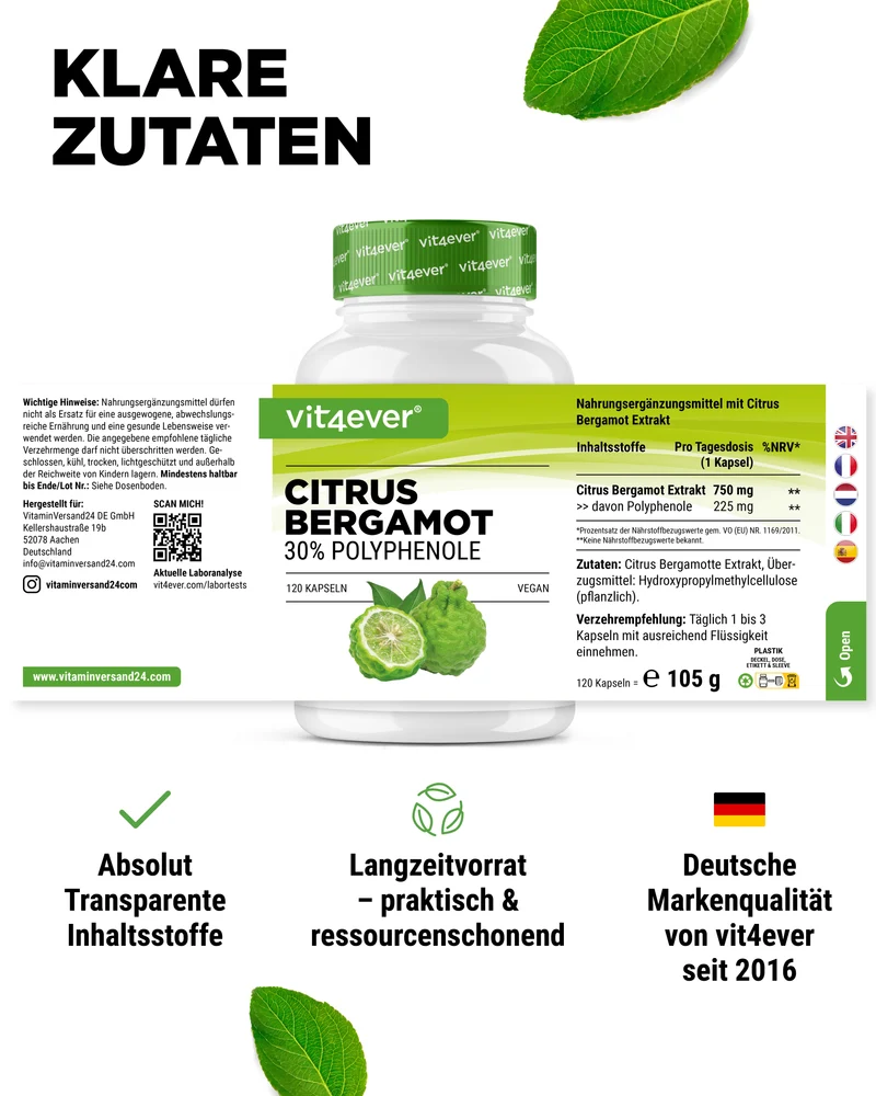 Citrus Bergamot, 30% Polyphenole - 120 Kapseln