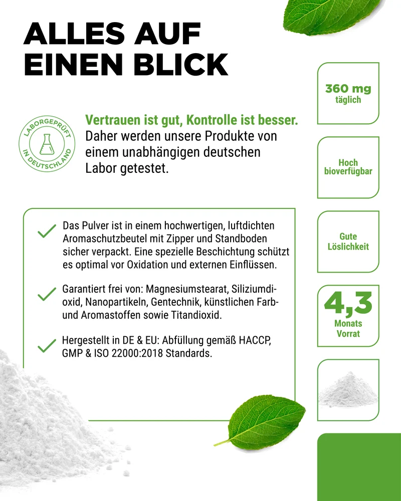 Magnesium Pure -Pulver - 100% Magnesiumhydrogencitrat