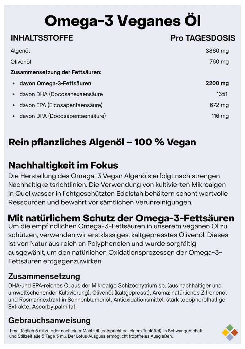 NatuGena Veganes Omega 3-Öl - 100 ml