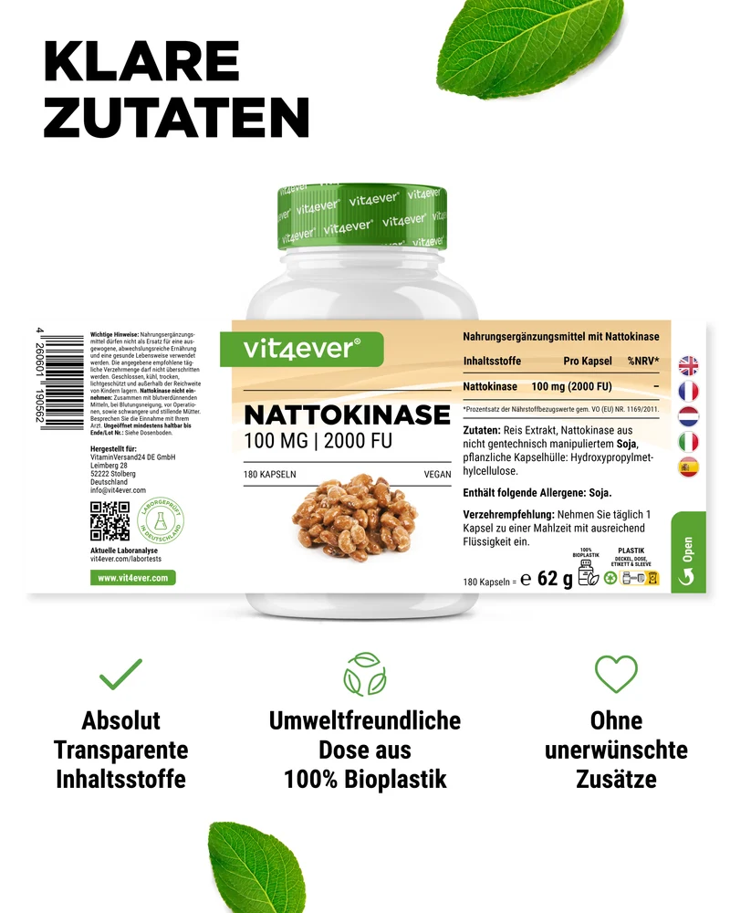 Nattokinase 100 mg (20.000 FU/g)