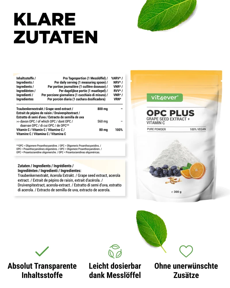 OPC Traubenkernextrakt + Vitamin C Pulver