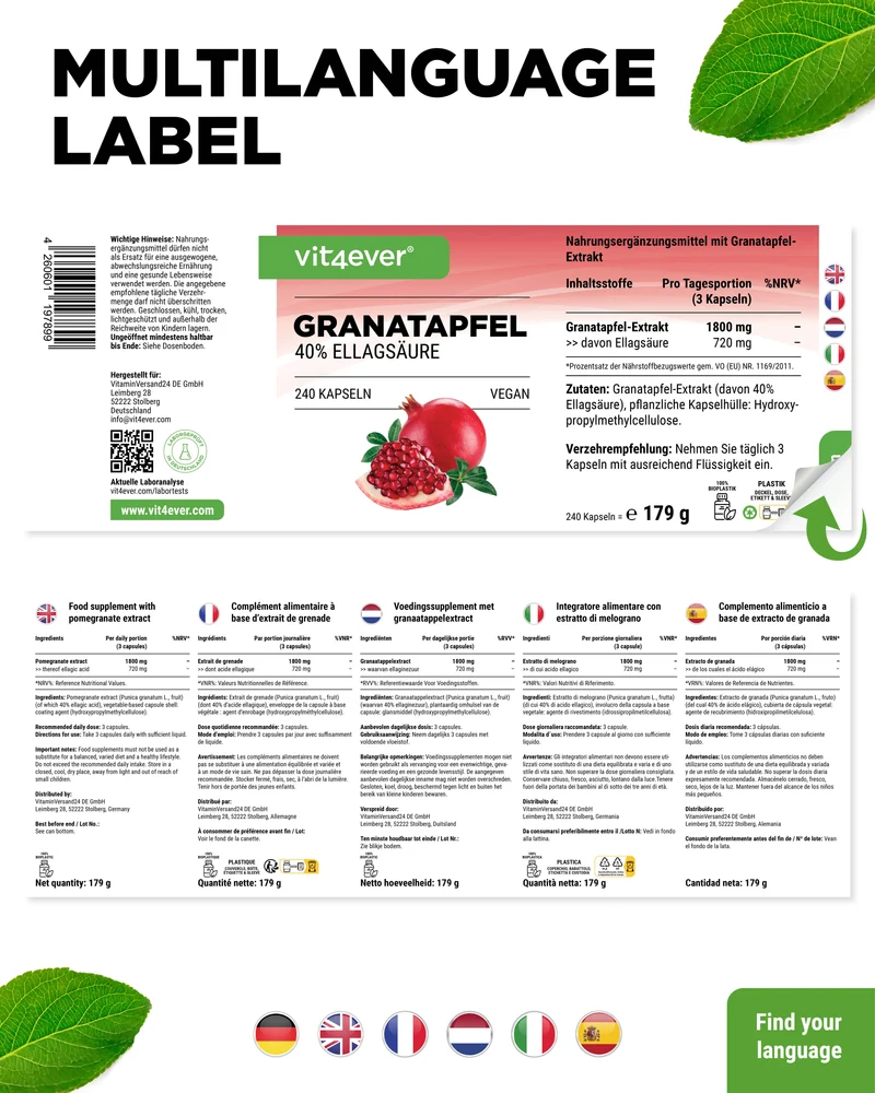 Granatapfel Extrakt, 240 Kapseln