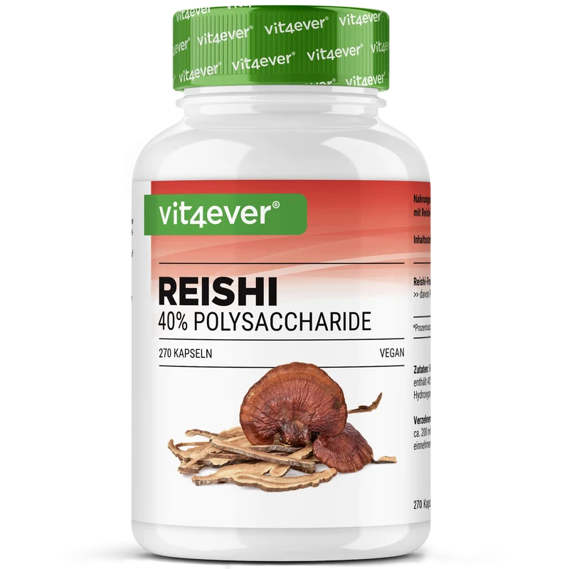 Reishi Intenso Pilz - 650 mg Extrakt - 40% bioaktive Polysaccharide