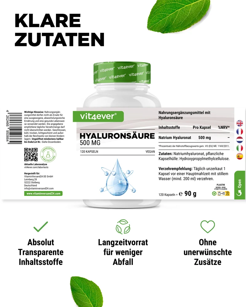 Hyaluronsäure 500 mg - 500-700 kDa