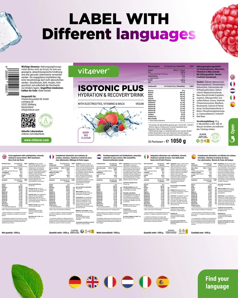 Isotonic Plus - Beeren Mix, 1050 g
