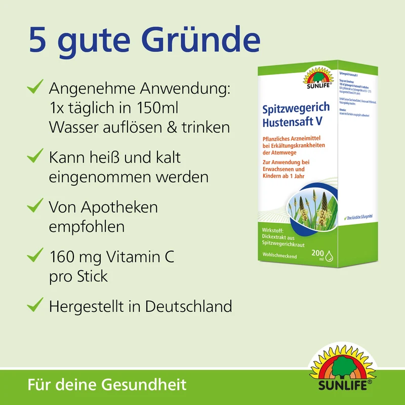 SUNLIFE Spitzwegerich Hustensaft (200 ml)
