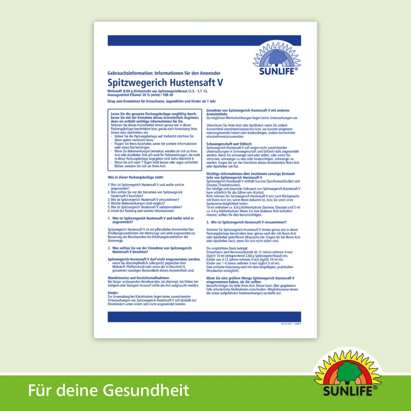 SUNLIFE Spitzwegerich Hustensaft (200 ml)